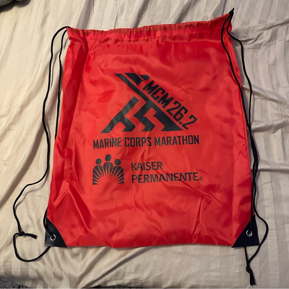 Marine Corps Marathon Red Drawstring Backpack